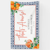 Elegante Oranje Bruiloftsdouche met Spritz-thema  Spandoek (Verticaal)