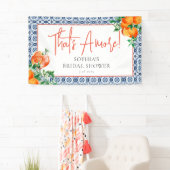 Elegante Oranje Bruiloftsdouche Spritz  Spandoek (Insitu)