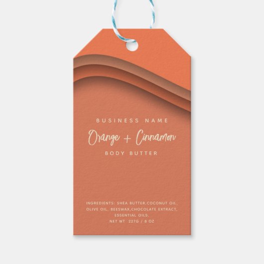Elegante oranje cosmetica cadeaulabel (Voorkant)