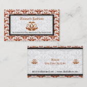 Elegante oranje damast mode visitekaartjes (Voorkant / Achterkant)
