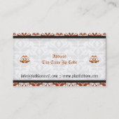 Elegante oranje damast mode visitekaartjes (Achterkant)