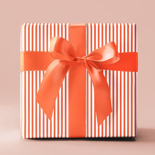 Elegante Oranje en witte dunne strepen Cadeaupapier