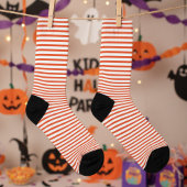 Elegante Oranje en witte dunne strepen Sokken