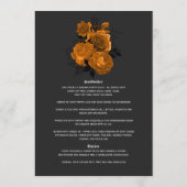 Elegante Oranje en Zwarte Gotische Bruiloft Menu (Achterkant)
