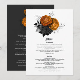 Elegante Oranje en Zwarte Gotische Bruiloft Menu