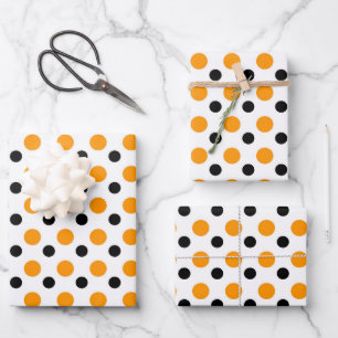 Elegante Oranje En Zwarte Stippen Inpakpapier Vel