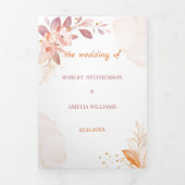 Elegante Oranje Flower Custom Wedding Drieluik Uitnodiging (Cover)