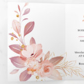 Elegante Oranje Flower Custom Wedding Drieluik Uitnodiging (Binnenzijde eerst)