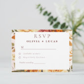 Elegante Oranje Flower Lijst bruiloft RSVP Kaartje (Staand voorkant)