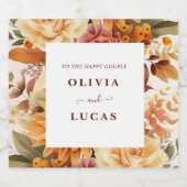 Elegante Oranje Flower Lijst bruiloft Sparkling Wijnetiket (Enkel label)