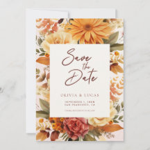 Elegante Oranje Flower Lijst Trouwfoto