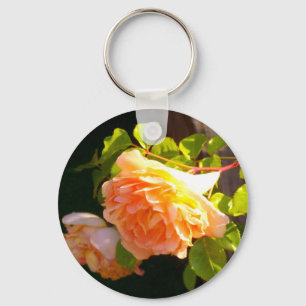 Elegante oranje geel perzik bloemen rozen sleutelhanger