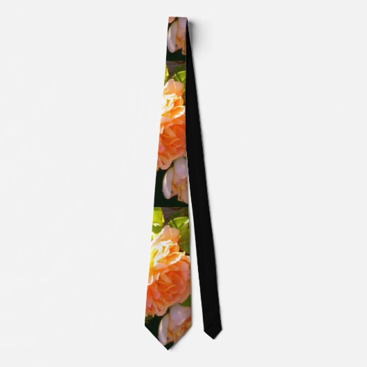 Elegante oranje geel perzik bloemen rozen stropdas (Voorkant)