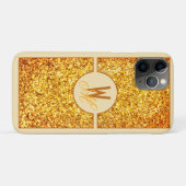 Elegante Oranje Gele Glitter Monogram Case-Mate iPhone Case (Achterkant (horizontaal))