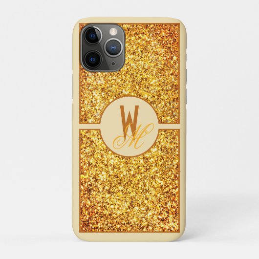 Elegante Oranje Gele Glitter Monogram Case-Mate iPhone Case (Achterkant)
