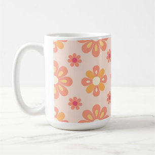 Elegante oranje geometrische retro bloem koffiemok