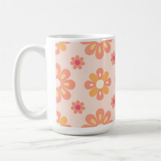 Elegante oranje geometrische retro bloem koffiemok