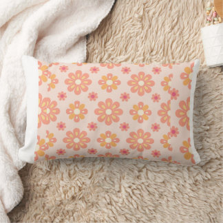 Elegante Oranje Geometrische Retro Bloemenkussen Kussen