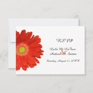 Elegante oranje Gerbera Daisy-huwelijks-RSVP-kaart RSVP Kaartje