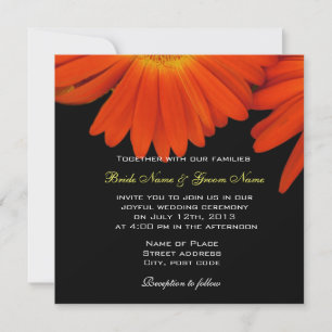 elegante oranje gerbera daisy huwelijksuitnodiging kaart