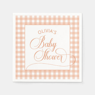 Elegante oranje geruite babyshower servet