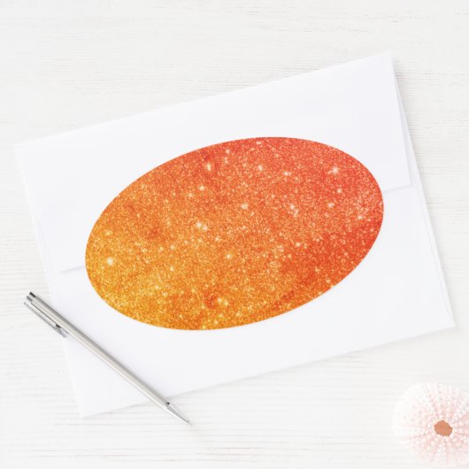 Elegante Oranje glitter Ovale Sticker (Envelop)