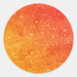 Elegante Oranje glitter Ronde Sticker
