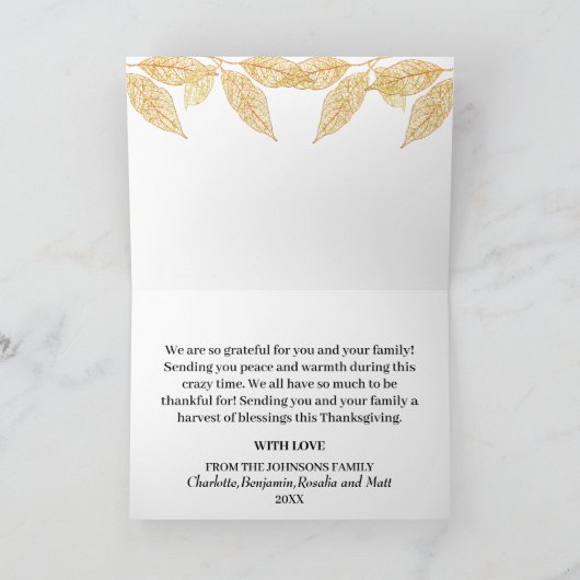 Elegante oranje glittersquash Fijne Thanksgiving  Feestdagen Kaart (Binnen)