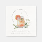 Elegante Oranje Groene Perzik Cocktail Bruiloft Fe Servet (Voorkant)