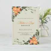 Elegante Oranje & Groene Waterverf Moederdag Kaart (Staand voorkant)