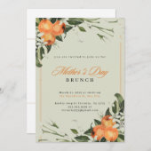 Elegante Oranje & Groene Waterverf Moederdag Kaart (Voorkant / Achterkant)