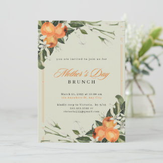 Elegante Oranje & Groene Waterverf Moederdag Kaart