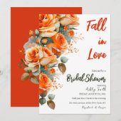 Elegante Oranje Herfst in Love Floral Vrijgezellen Kaart (Voorkant / Achterkant)