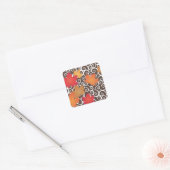 Elegante Oranje herfstvalbladeren en wervelingen Vierkante Sticker (Envelop)