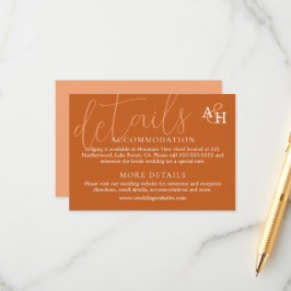 Elegante Oranje Kalligrafie Bruiloft RSVP-kaart Informatiekaartje