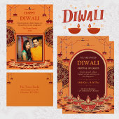 Elegante oranje mandala Diwali lichtfestival Kaart