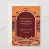 Elegante oranje mandala Diwali lichtfestival Kaart (Achterkant)