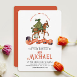 Elegante Oranje Middeleeuwse Ridder Paard Kaart