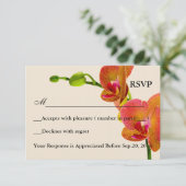 Elegante Oranje Orchideeën Reactie RSVP Kaart (Staand voorkant)