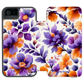 Elegante Oranje & Paarse Bloemen Waterverf | iPhon