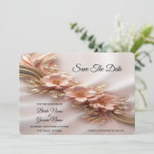 Elegante Oranje perzik bloem Bewaar de datum Save The Date (Staand voorkant)