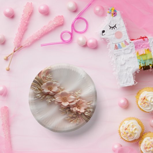 Elegante Oranje perzik bloem Papieren Kommen (Feest)