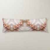 Elegante Oranje Perzik Bloemen Body Kussen (Achterkant)