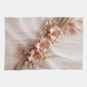 Elegante Oranje Perzik Bloemen Keuken Handdoek (Horizontaal)