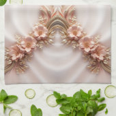 Elegante Oranje Perzik Bloemen Keuken Handdoek (Gevouwen)