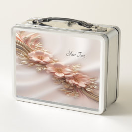 Elegante Oranje Perzik Bloemen Lunchbox