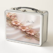 Elegante Oranje Perzik Bloemen Lunchbox (Voorkant)