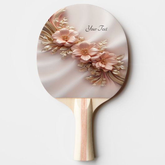 Elegante Oranje Perzik Bloemen Ping Pong Paddle Tafeltennisbatje (Achterkant)