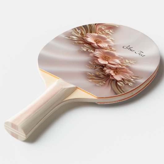 Elegante Oranje Perzik Bloemen Ping Pong Paddle Tafeltennisbatje (Voorkant Gekanteld)