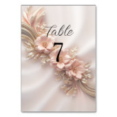 Elegante Oranje perzik Bloemen Tafelnummer (Achterkant)